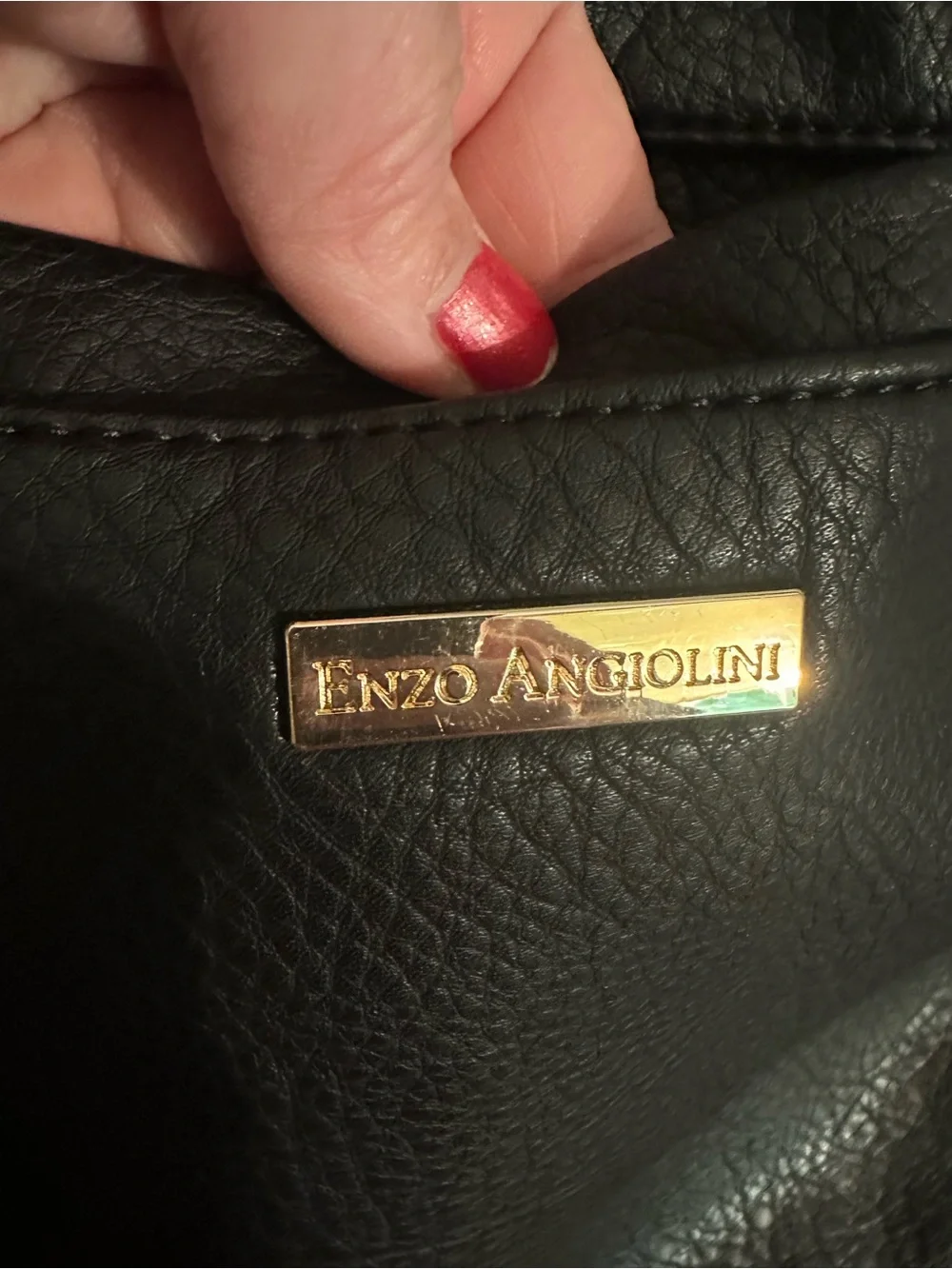 Enzo Angiolini Black Leather Shoulder Bag W/ Studded accents. Hard To Find